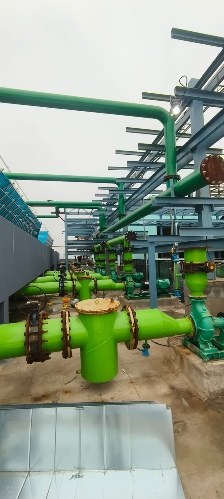 Completed industrial process piping installation